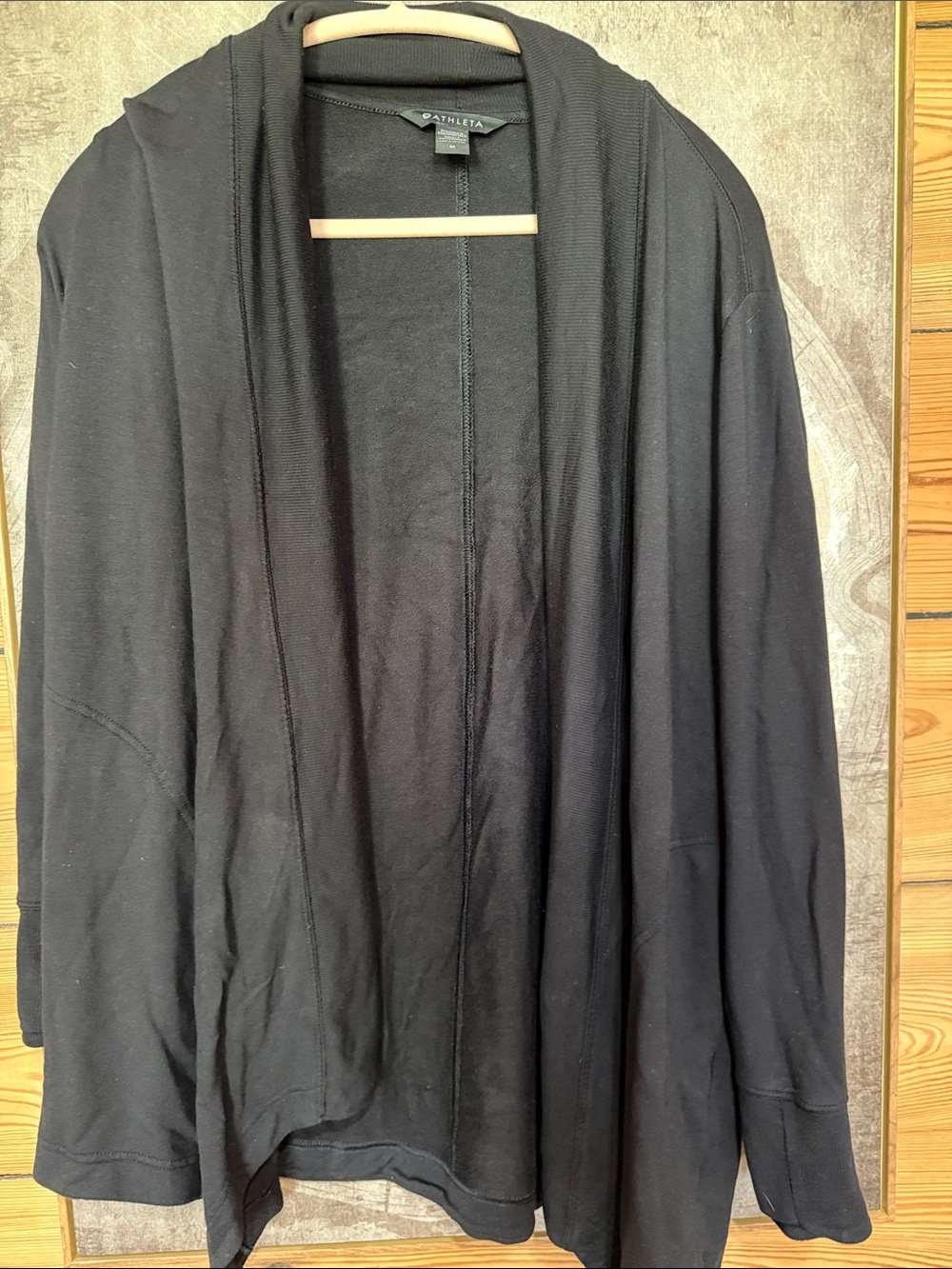 Athleta Black Open Drape Front yoga sweater